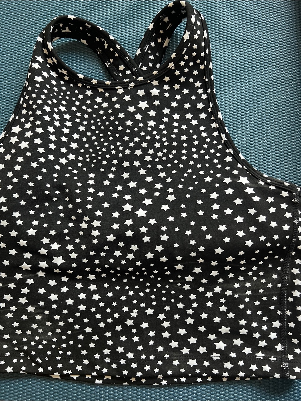 Beyond Yoga Black and White Star-Print Crop Tank